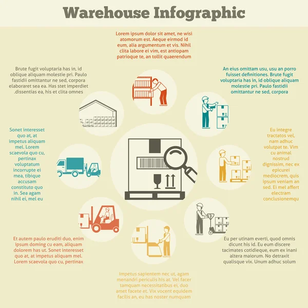 Conjunto de infografías de almacén — Vector de stock