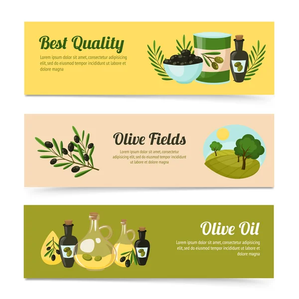 Set di striscioni oliva — Vettoriale Stock
