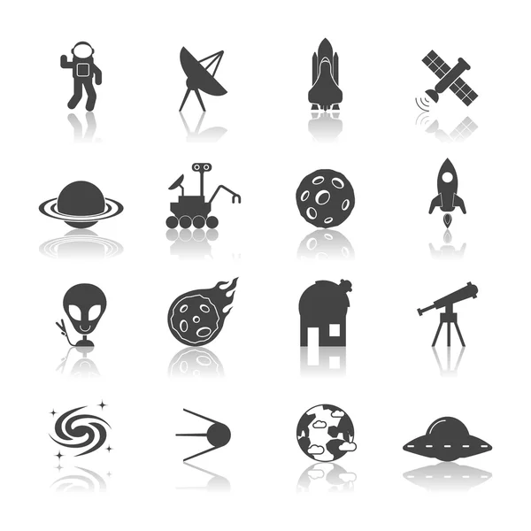 Space Icons Black — Stock Vector
