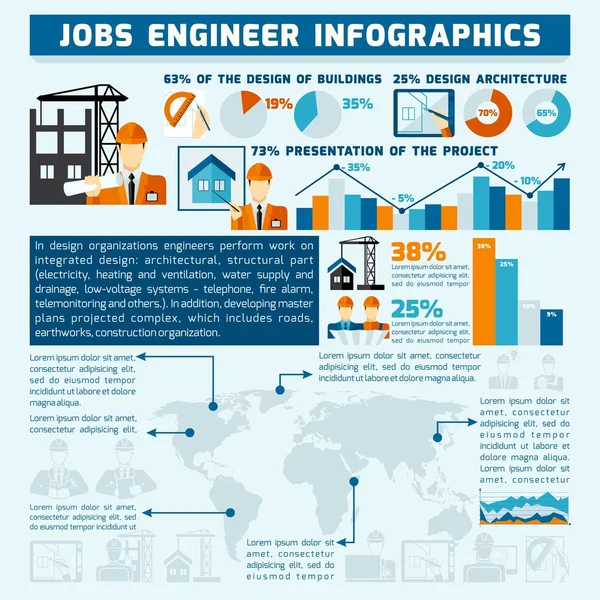 Conjunto de infografías de ingeniero — Vector de stock