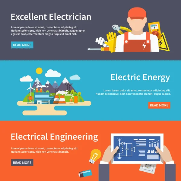 Elektriciteit Banner Set — Stockvector