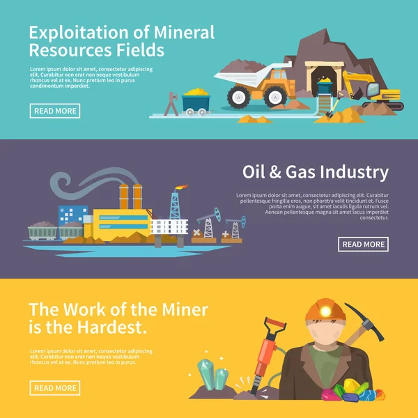 矿工横幅集 — 图库矢量图片