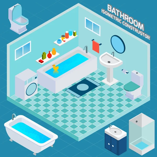 Salle de bain isométrique Intérieur — Image vectorielle