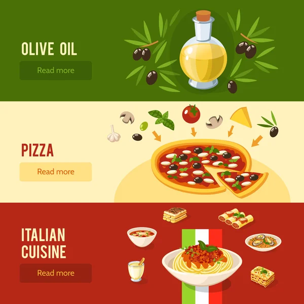 Italienische Lebensmittel Banner Set — Stockvektor