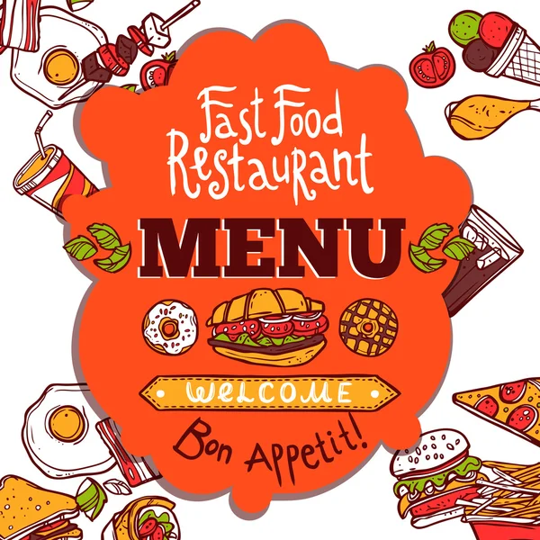 Menu Fast food — Wektor stockowy