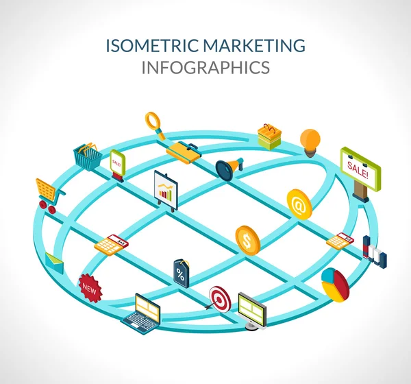 Marketing izometrické infografika — Stockový vektor