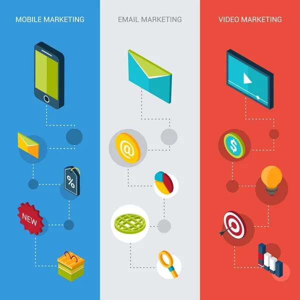 Banner isometrici di marketing — Vettoriale Stock