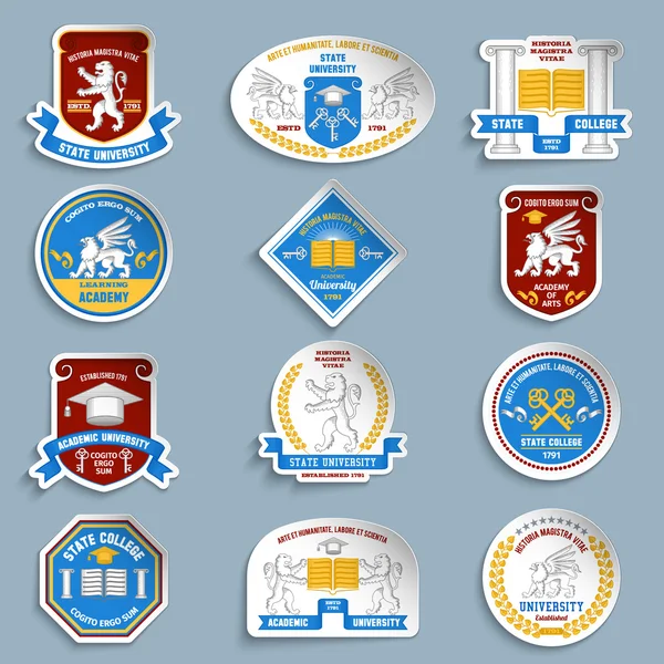 Ensemble de pictogrammes pour badges universitaires — Image vectorielle