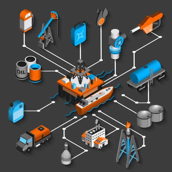 Petroleum Isometric Flowchart — Stock Vector