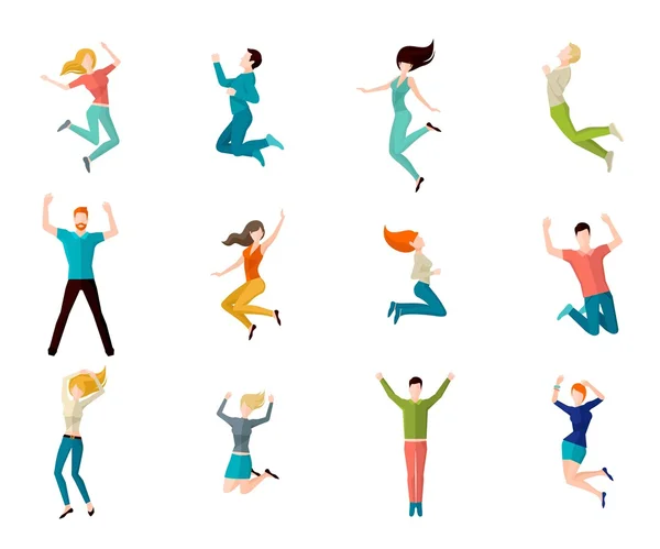 Jumping People Set — Stock Vector