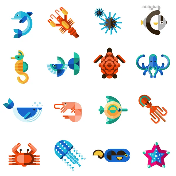 Sea Creatures Set — Stock Vector