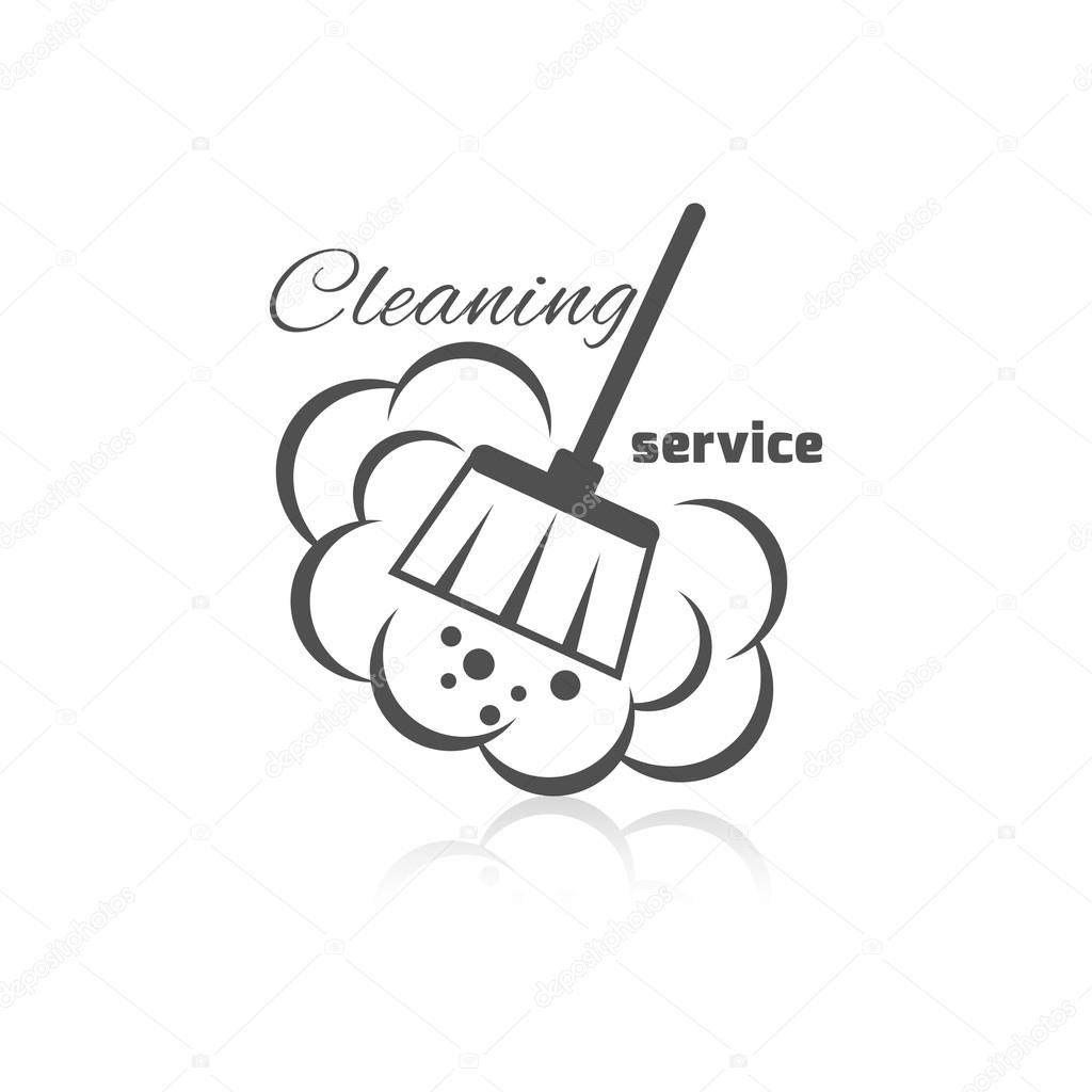 Cleaning service icon with dust brush and bubbles vector illustration