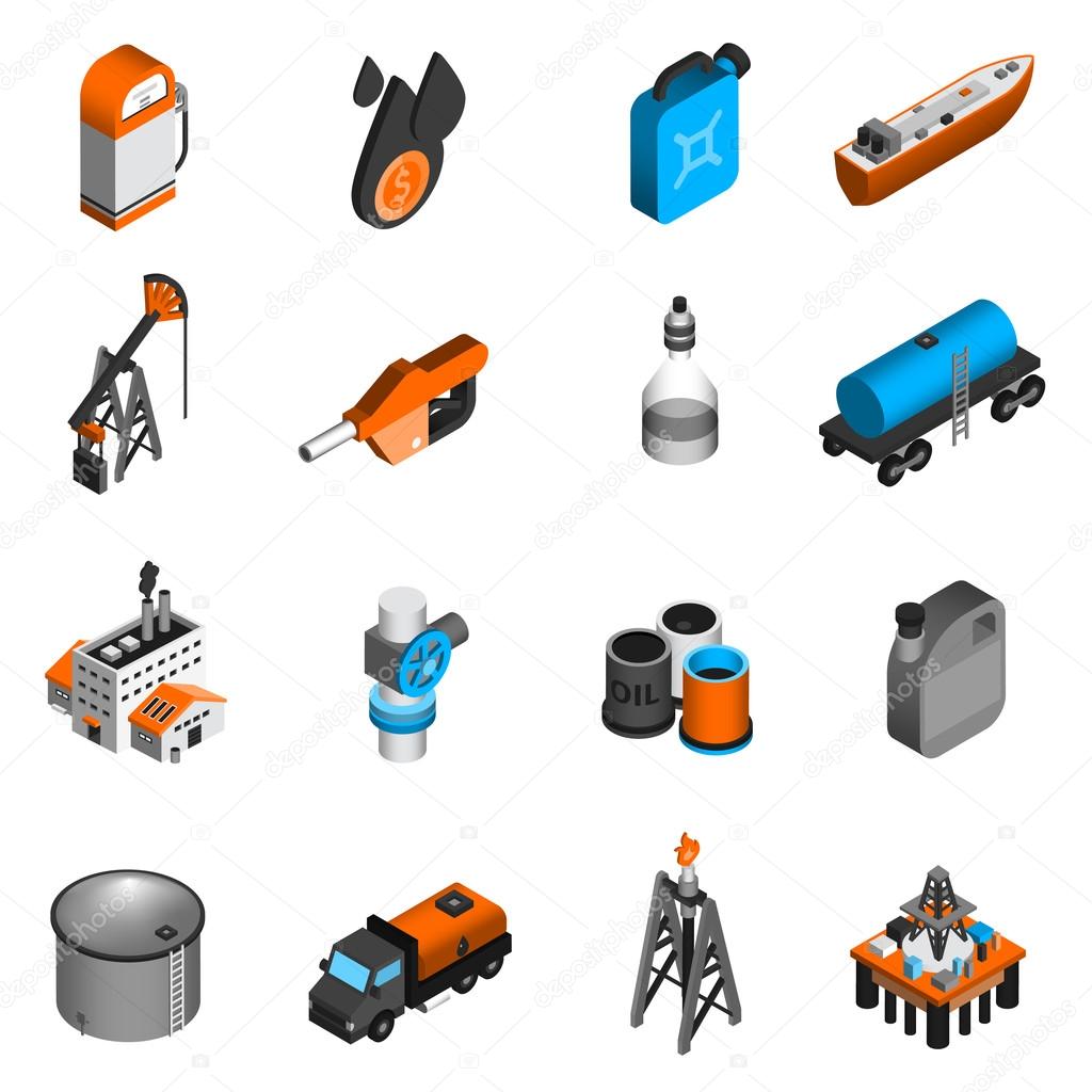 Oil Industry Isometric Icons
