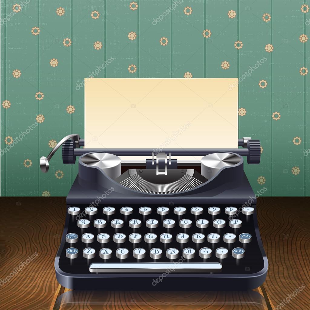Old typewriter with a paper Royalty Free Vector Image