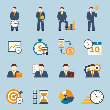 Zaman yönetimi düz Icons set