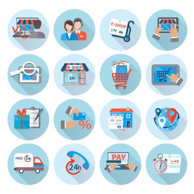 E-ticaret simgesi alışveriş düz