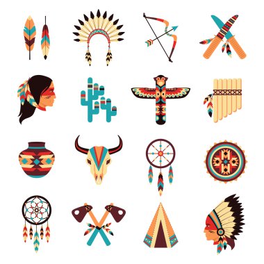Etnik Amerikan yerli Icons set