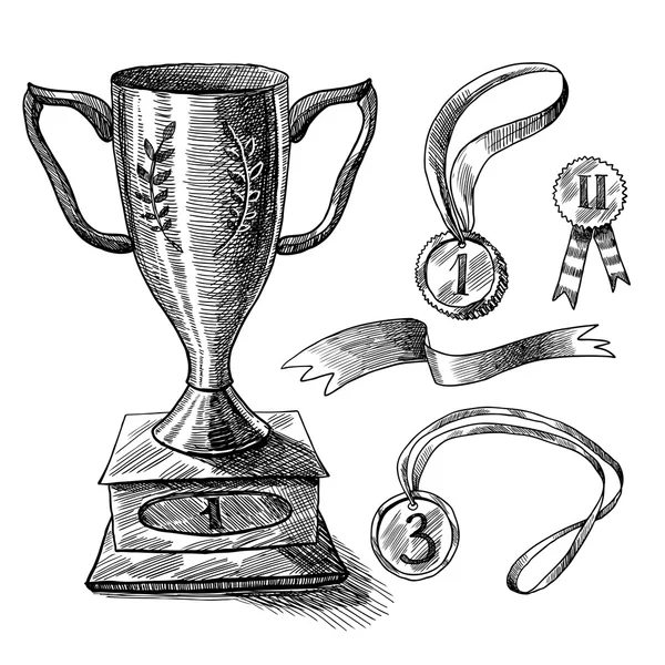 Trophy sketch set — Stock Vector