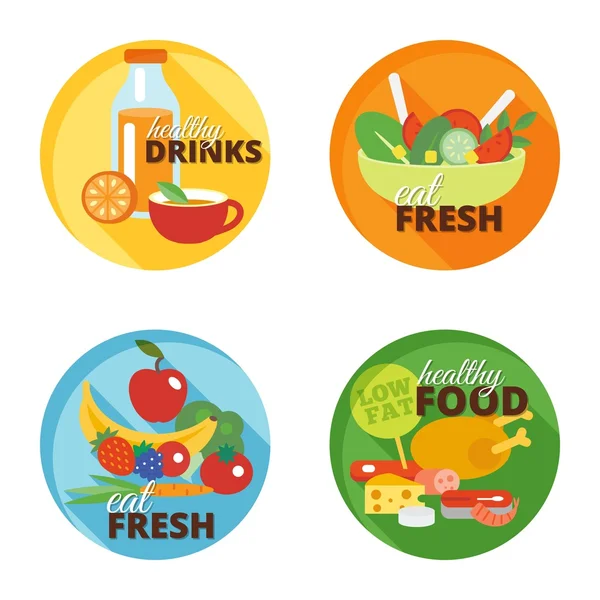 Icono plano de alimentación saludable — Archivo Imágenes Vectoriales