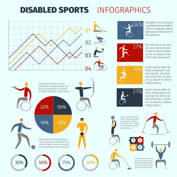Άτομα με ειδικές ανάγκες Αθλητισμός Infographics — Διανυσματικό Αρχείο