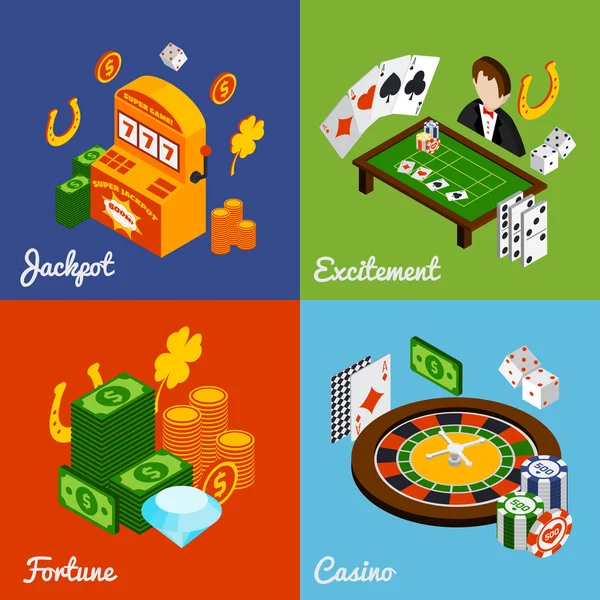 Casino izometrik Set — Stok Vektör