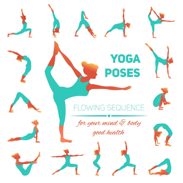 Yoga Poses Icons — Stock Vector