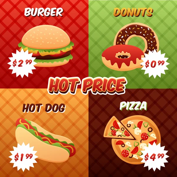 Fast-Food-Plakatset — Stockvektor