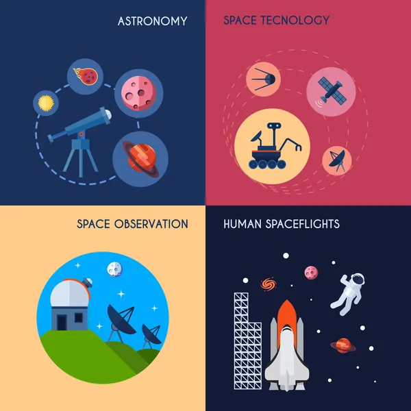 Space Icons Flat — Stock Vector