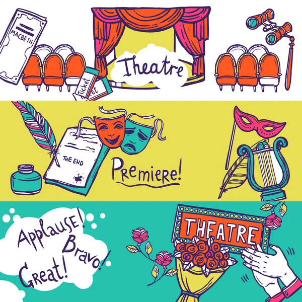 Set de pancartas de teatro — Vector de stock