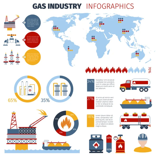 Juego de Infografías de Gas — Vector de stock