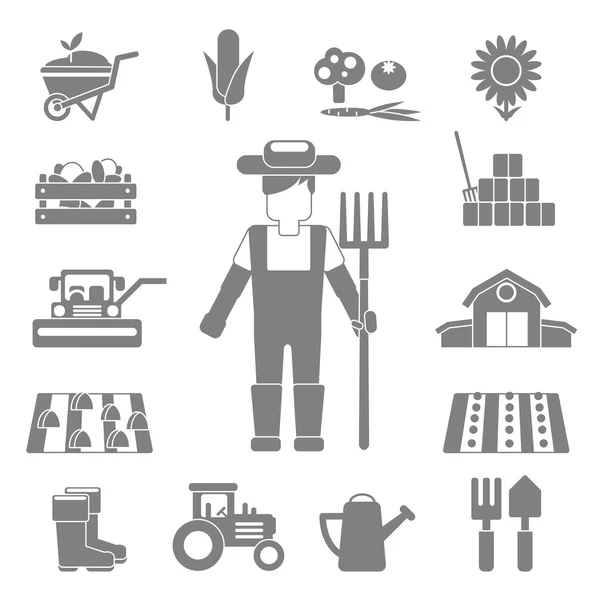 Conjunto de iconos del agricultor — Vector de stock