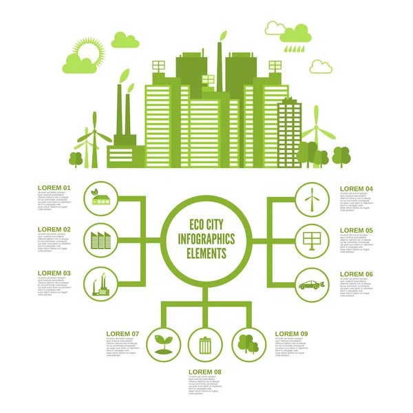 Eco Town Infografía — Archivo Imágenes Vectoriales