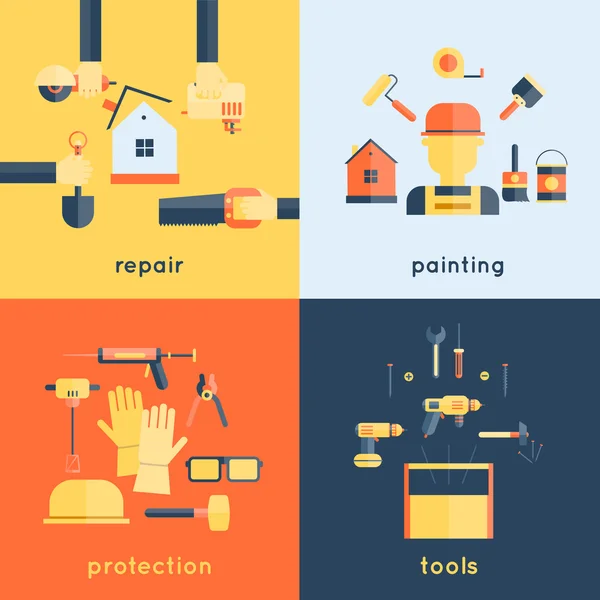 Home Repair Tools Flat — Stock Vector