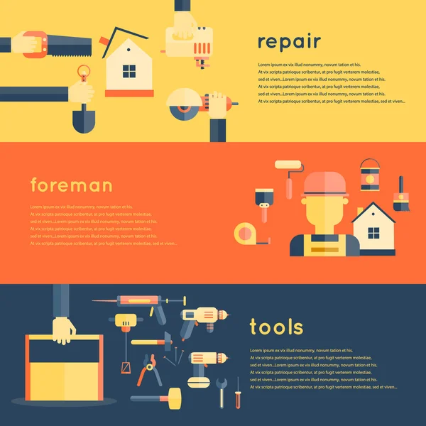 Home Repair Tools Banners — Stock Vector