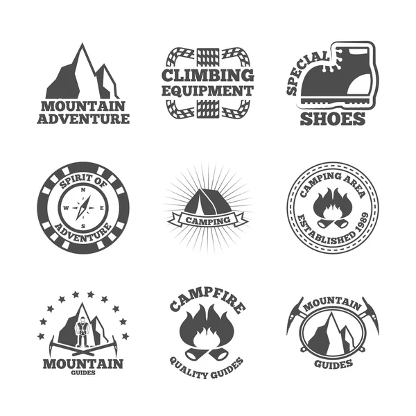 Mountine σύνολο ετικετών ορειβάτης — Διανυσματικό Αρχείο