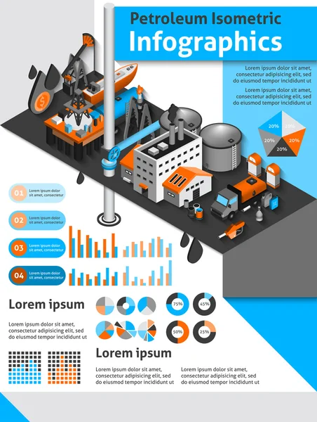 Infografica isometrica del petrolio — Vettoriale Stock