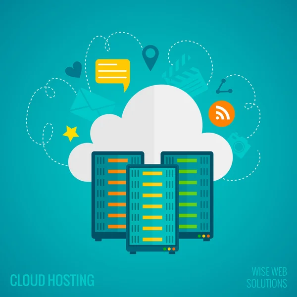 概念をホスティング フラット — ストックベクタ