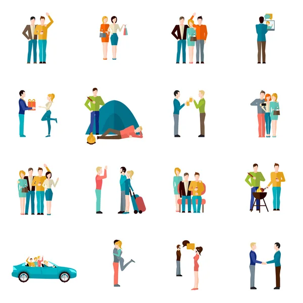 Amigos iconos conjunto — Vector de stock