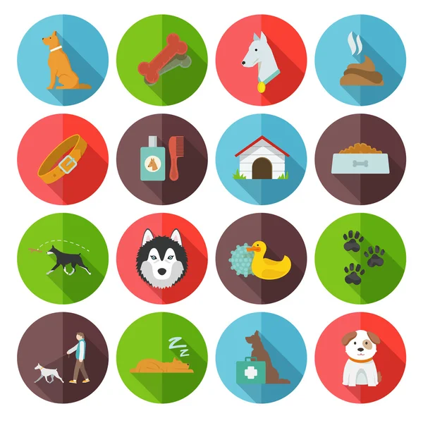 Perro iconos plana — Vector de stock