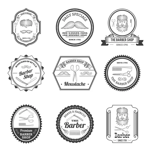Emblemas de barbearia — Vetor de Stock