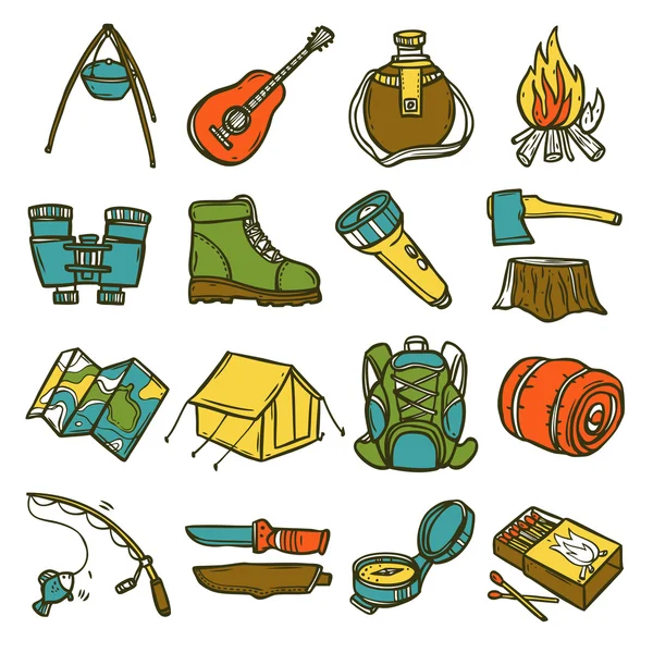 Conjunto de icono de camping — Archivo Imágenes Vectoriales