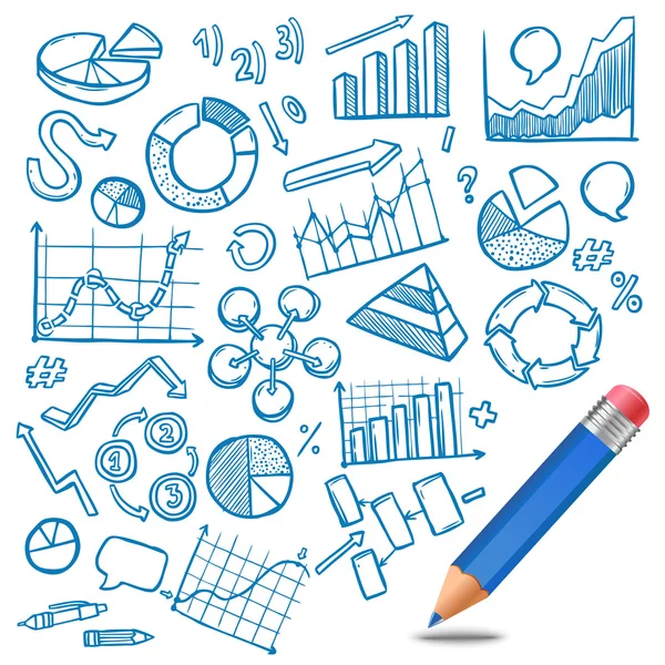 Grafici e diagrammi Schizzo — Vettoriale Stock