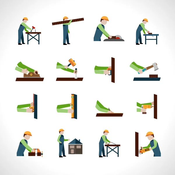 Carpenter Icons Set — Stock Vector