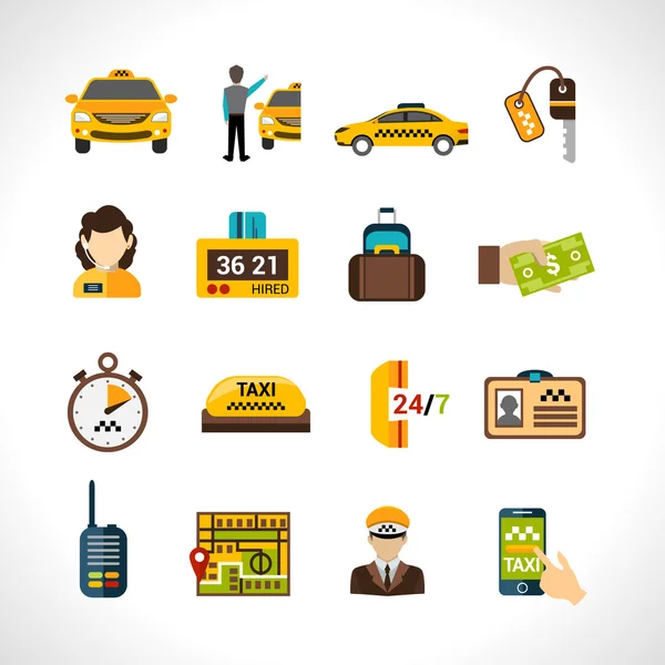 Taxi ikony nastaveny — Stockový vektor
