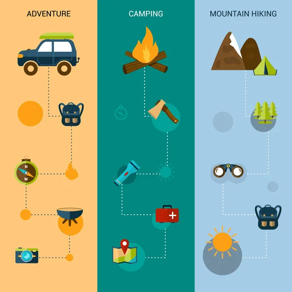 Bannières de camping verticales — Image vectorielle