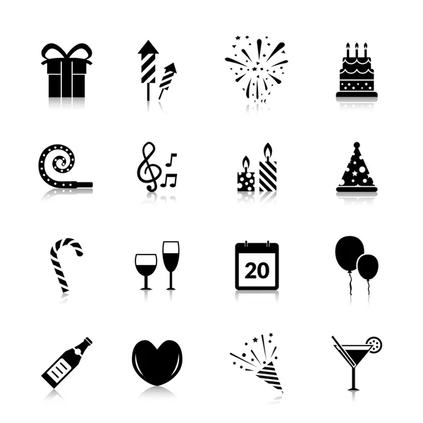 Iconos de celebración Negro — Vector de stock