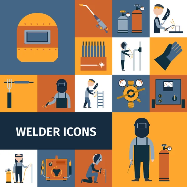 Set de iconos de soldador — Vector de stock