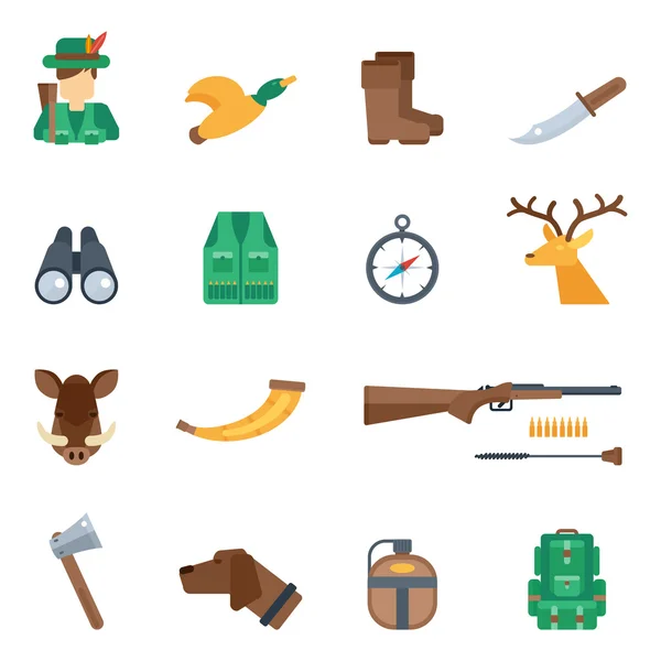 Hunting Icons Set — Stock Vector