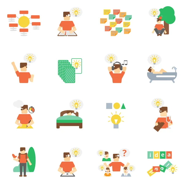 Ideas Iconos Set plano — Archivo Imágenes Vectoriales