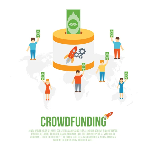 Crowdfunding concepto de negocio — Vector de stock